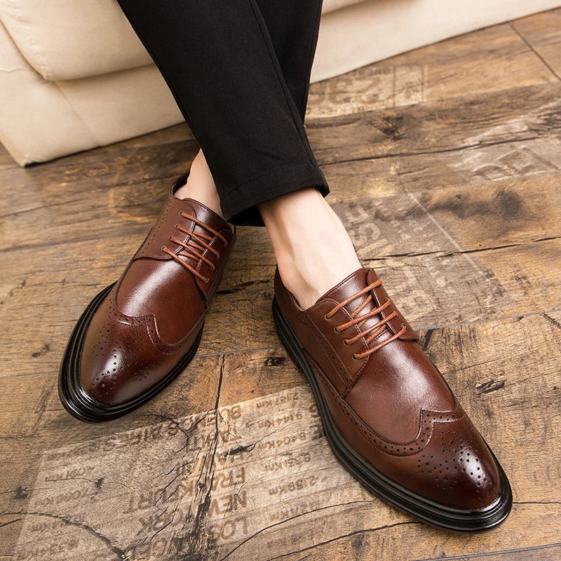 High Quality Brogues Men's Dress Shoes Classic Casual Business Shoes Men Trend Wedding Formal Office Oxford Leather Shoes Men