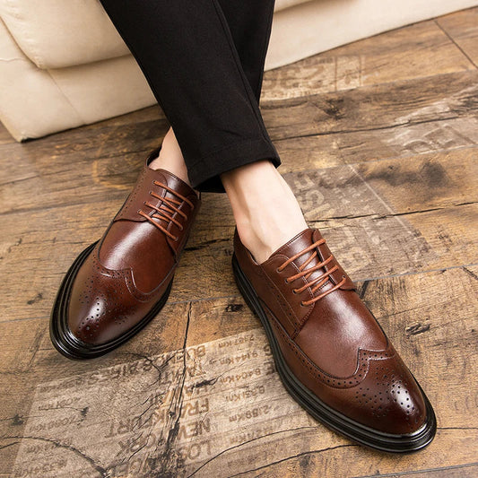 High Quality Brogues Men's Dress Shoes Classic Casual Business Shoes Men Trend Wedding Formal Office Oxford Leather Shoes Men
