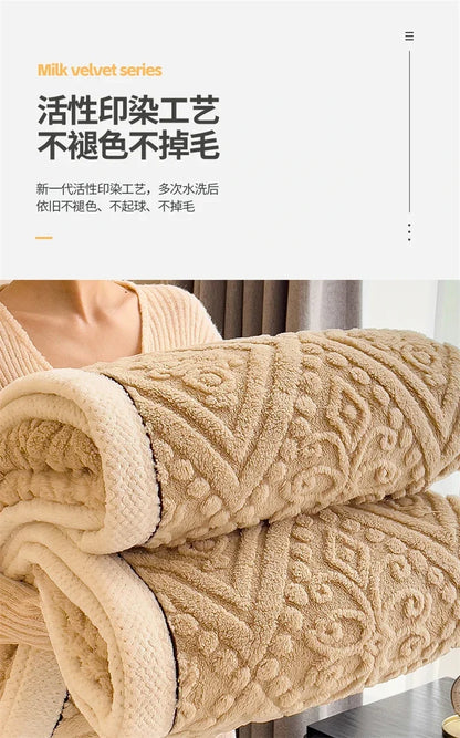 New Carved Velvet Warm Autumn Winter Blanket for Bed Soft Fluffy Sofa Blankets Warmth Cozy Coral Flannel Sofa Cover Blanket Nap