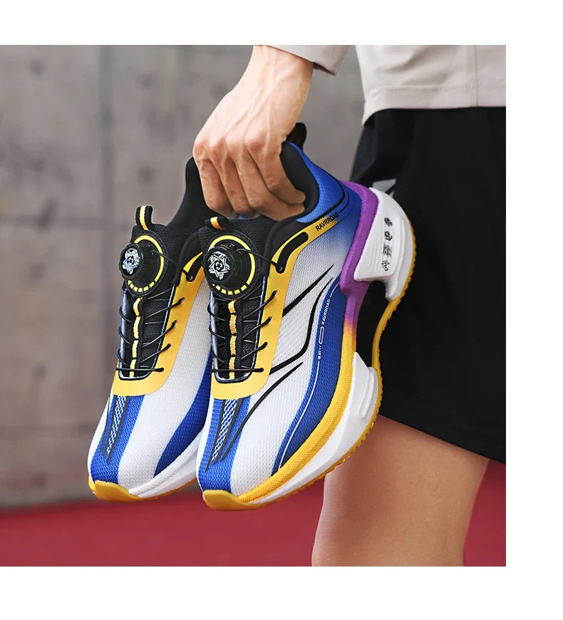 Family carbon plate running shoes for Boys Big Boys Student rotating button Technology TPU+ Popcorn high pop sneakers for girls