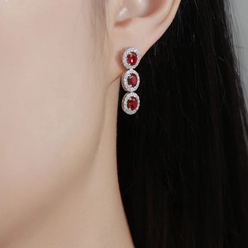4*6mm Oval Cut Ruby Gemstone Drop Earrings Lab Grown for Woman Lady 2025 Ear Fine Jewelry 925 Silver Tassel Earring Gift