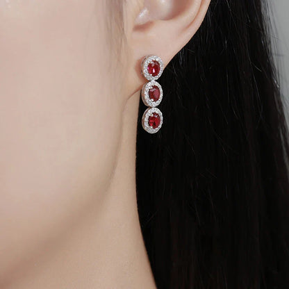 4*6mm Oval Cut Ruby Gemstone Drop Earrings Lab Grown for Woman Lady 2025 Ear Fine Jewelry 925 Silver Tassel Earring Gift