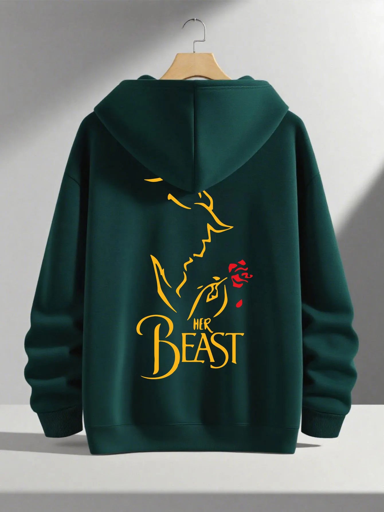 Romantic Theme Beauty and the Beast Couple Hoodies Men'S Women'S Separate Styles Pullover Casual Loose Fit Sweatshirt Hoodie Y2K
