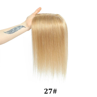 12x13cm Human Hair Toppers with Bangs Black Brown Clip in Hair Toupee for Women Skin Scalp Clip in Remy Hair Pieces