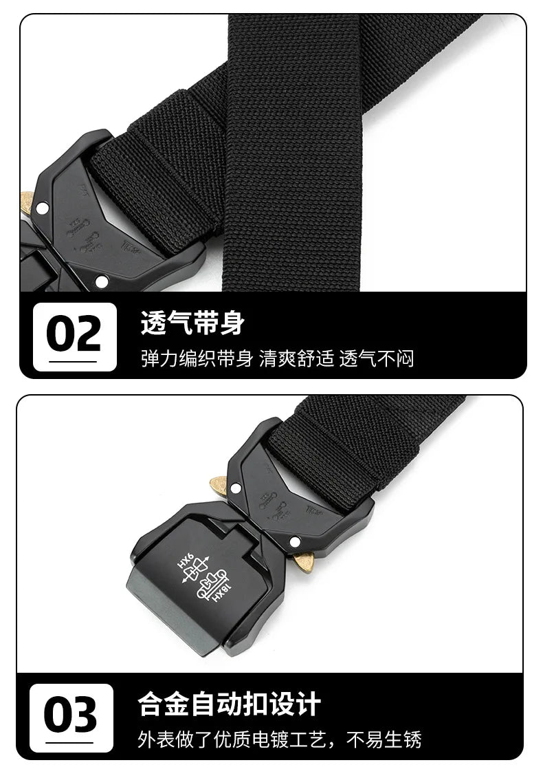 New Outdoors Belt Buckle Quick Release Elastic Belt Casual Tooling Training Belt Men's Trousers Belt