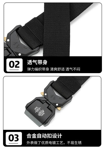 New Outdoors Belt Buckle Quick Release Elastic Belt Casual Tooling Training Belt Men's Trousers Belt