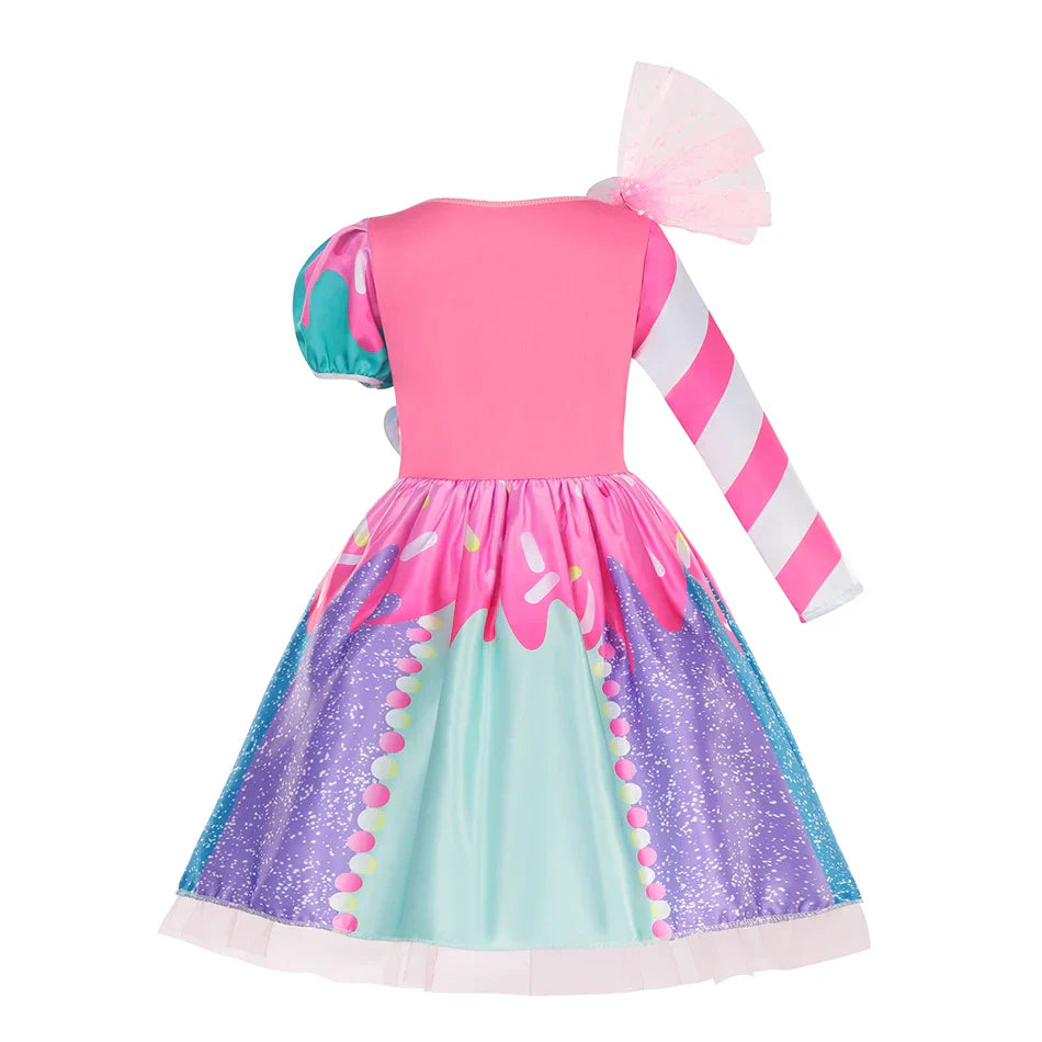 Purim 2026 Girls Disguise Candy Dress Children Colorful Dress Carnival Birthday Party Gift for Girls Lollipop Cosplay Costume