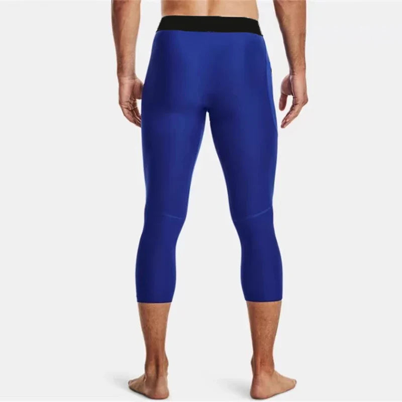 Men Compression 3/4 Leggings Sportswear Elastic Male Trousers Gym Tights Fitness Tracksuits Training Jogging Skinny Pants Men