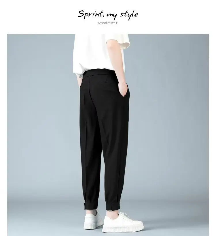Pleats Men's Casual Harem Pants Japanese Style Fashion Loose Pants Harajuku Male Feet Solid Color Youth Trousers Streetwear