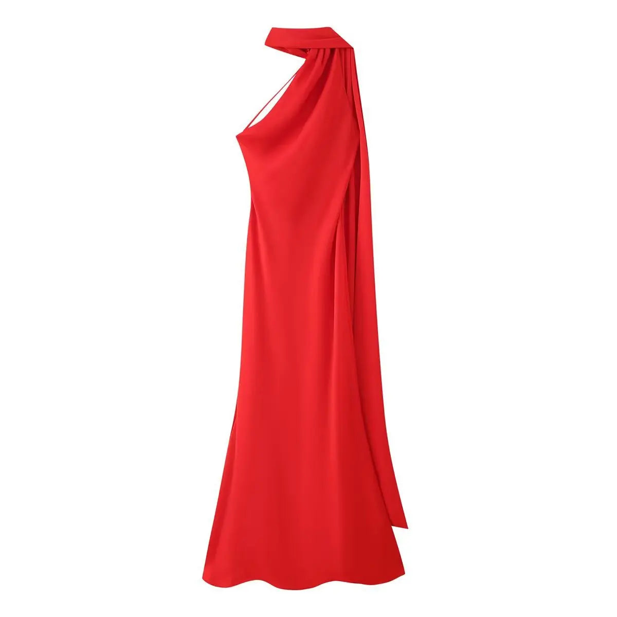 Elegant Women's Soft Silk Satin Long Dress Halter Backless Sleeveless Maxi Dresses Summer Lady Long Ribbon Party Gowns