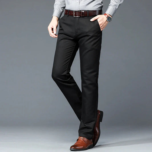 6 Colors Male Autumn Winter Casual Pants Chic Straight Formal Office Luxury Trousers Fashion Elastic Men Business Suit Pants