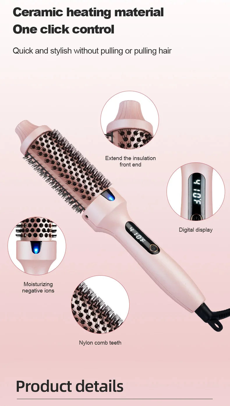 2-in-1 Fluffy Hair Straightening Comb Curling Iron for Inner Buckle & Bangs Styling Versatile Hair Straightener And Curler