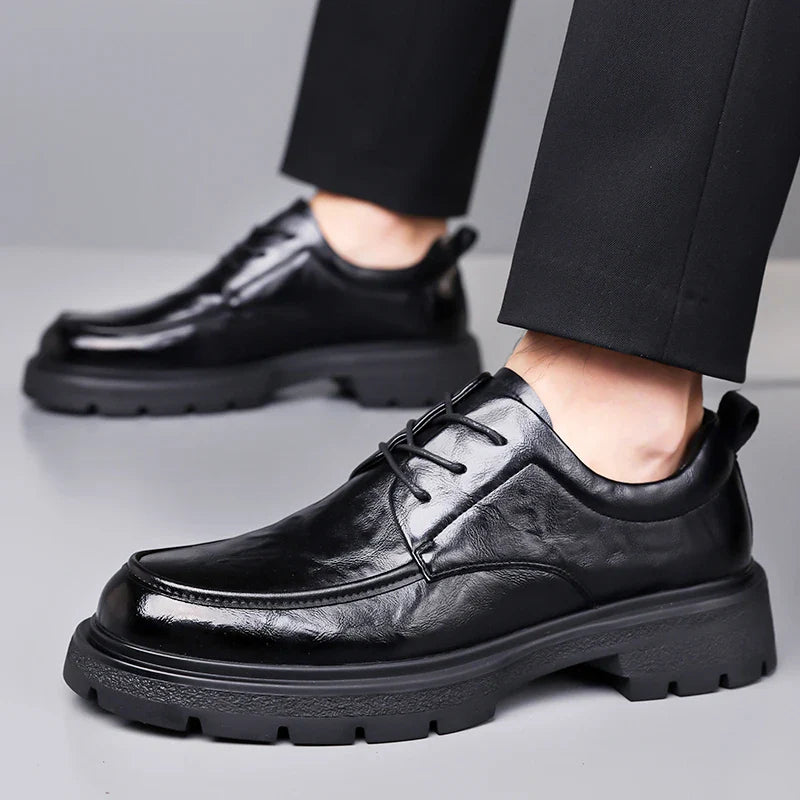 Men's Comfortable Genuine Leather British Thick-soled Business Leather Shoes for Spring 2025, New Lace-up Oxford Shoes