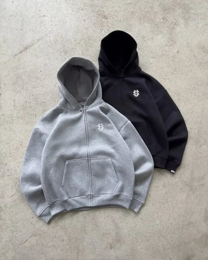 Embroidered casual zipper hoodie sweatpants two-piece set Y2K clothing men's hip-hop oversized sweatpants casual pants