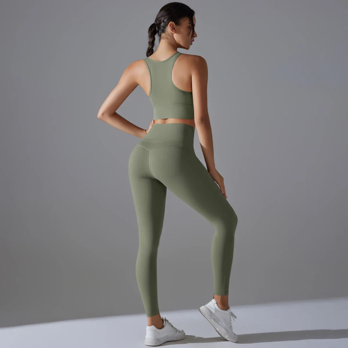Yoga Set Women's tracksuit Women Fitness Crop Top Shockproof Sports Bras Yoga Gym Running Pants Sportswear Running Fitness Yoga