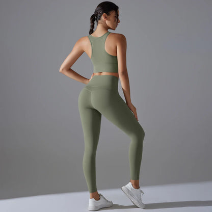 Yoga Set Women's tracksuit Women Fitness Crop Top Shockproof Sports Bras Yoga Gym Running Pants Sportswear Running Fitness Yoga