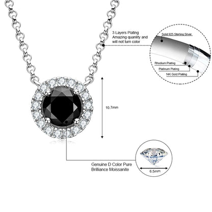 925 Sliver Moissanite Pendant Necklace Stud Earrings Sets Black Diamond Jewelry Set 18k White Gold Plated for Women & Men Gifts