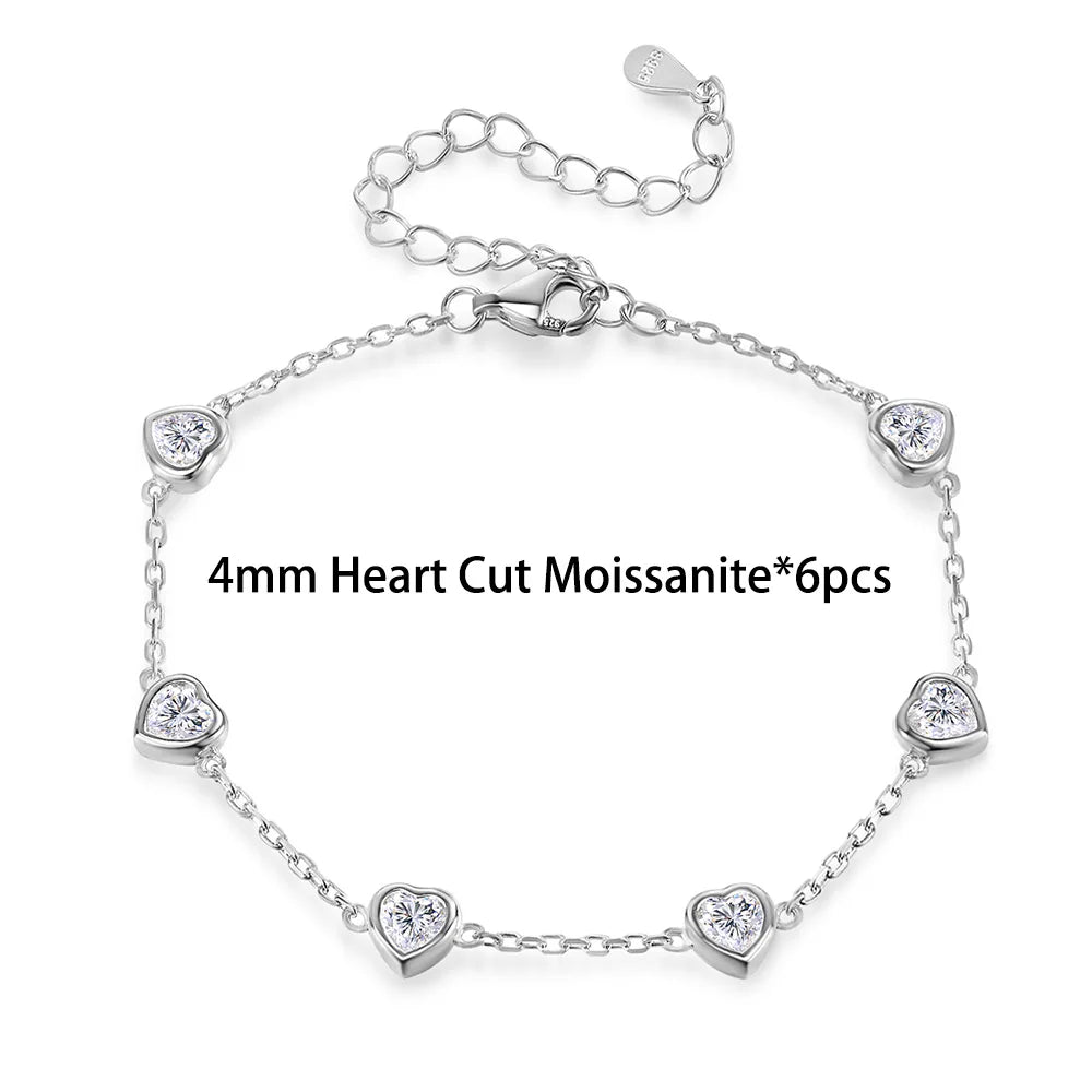 0.5CT Oval/Pear/Heart Moissanite Bracelets Earrings Set S925 Silver Plated 18K Gold Wrist Chain for Women Fine Jewelry
