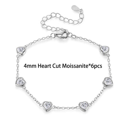 0.5CT Oval/Pear/Heart Moissanite Bracelets Earrings Set S925 Silver Plated 18K Gold Wrist Chain for Women Fine Jewelry