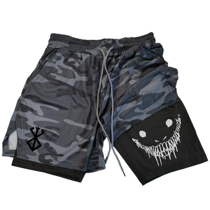 2 in 1 Sports Shorts Men Fitness Gym Training Quick Dry Shorts Workout Jogging