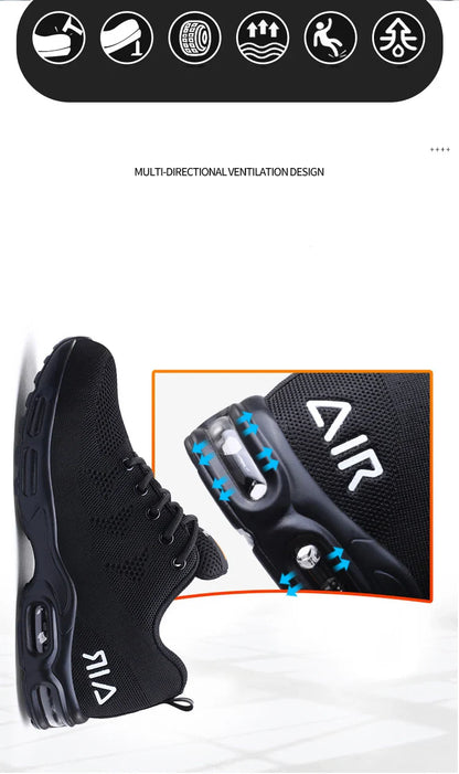Safety Footwear Men Work Boots Lightweight Air Cushion Sneakers Puncture-Proof Work Shoes Indestructible Male Steel Toe Shoes