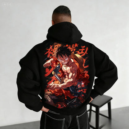 Vintage Oversized Anime One Piece Hoodie Men Women Sweatshirt Pullover Streetwear Casual Cotton Y2k Clothes Autumn Winter New