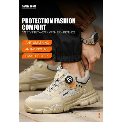 Men's Lightweight Safety Shoes Steel Toe Breathable Anti-Smashing Comfortable Puncture Resistant Work Footwear