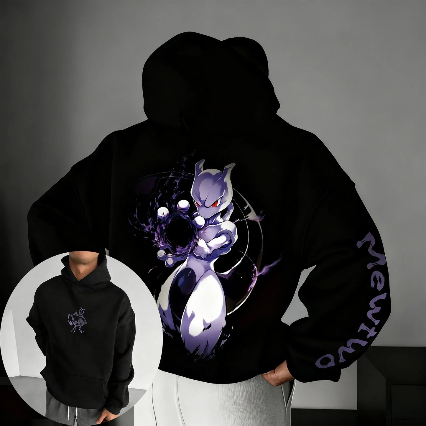 Anime Mewtwo Co Branded Hoodie  Spring/Autumn New Street Hip Hop Men's and Women's Daily Casual Parent Child Top