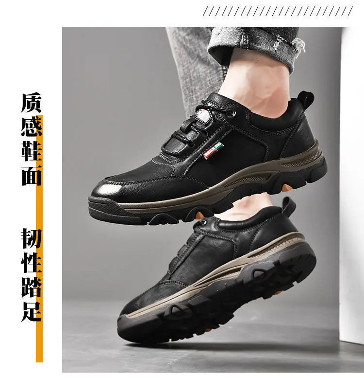 2024 Business Comfort Men's Shoes Simple versatile leather footwear Casual outdoor anti slip loafers male new comfortable flat