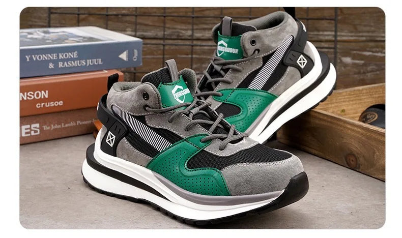 Soft-soled non-slip safety shoes four seasons models men's anti-smash anti-puncture steel head safety shoes new models