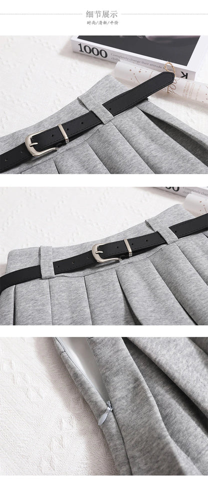 Womens Shorts Autumn Winter Belt High Waist Fluffy Pleated A-line Short Pants Korean Fashion Sexy Y2k All Match Clothes