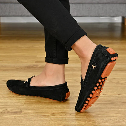 Loafers Men Casual Fashion Suede Men Shoes Lightweight Soft Genuine Leather Moccasins Slip on Driving Shoes for Men Size 48