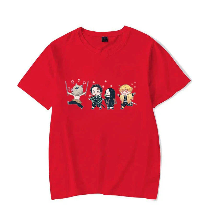 Hot Anime Kamado Tanjirou Kamado Nezuko Agatsuma Zenitsu Hashibira Inosuke Printed T-shirts Women Men Short Sleeve Summer Shirts