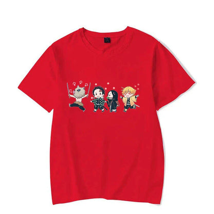 Hot Anime Kamado Tanjirou Kamado Nezuko Agatsuma Zenitsu Hashibira Inosuke Printed T-shirts Women Men Short Sleeve Summer Shirts