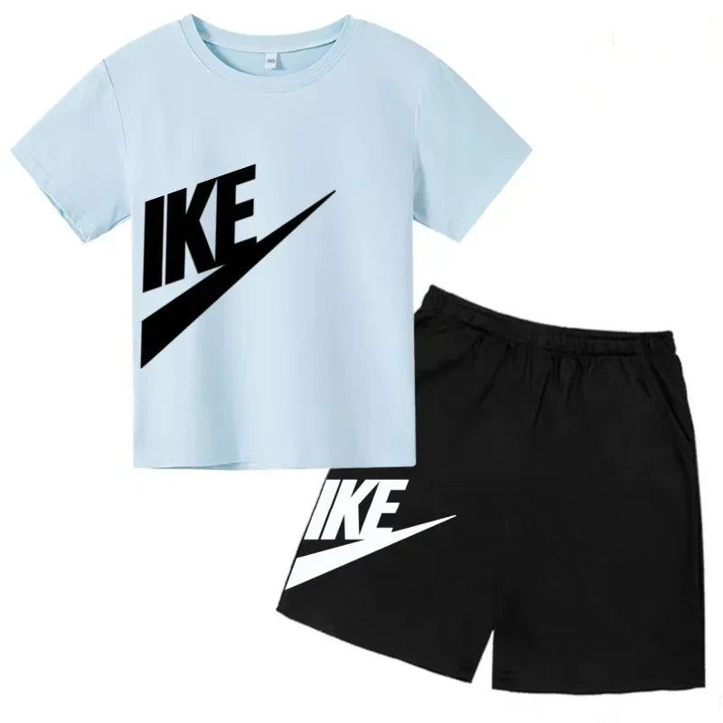 Kids Summer Short Sleeve T-shirt Shorts 2Pcs Set Boy Girl Casual Sport Jogging Suit Toddler 3-12Y