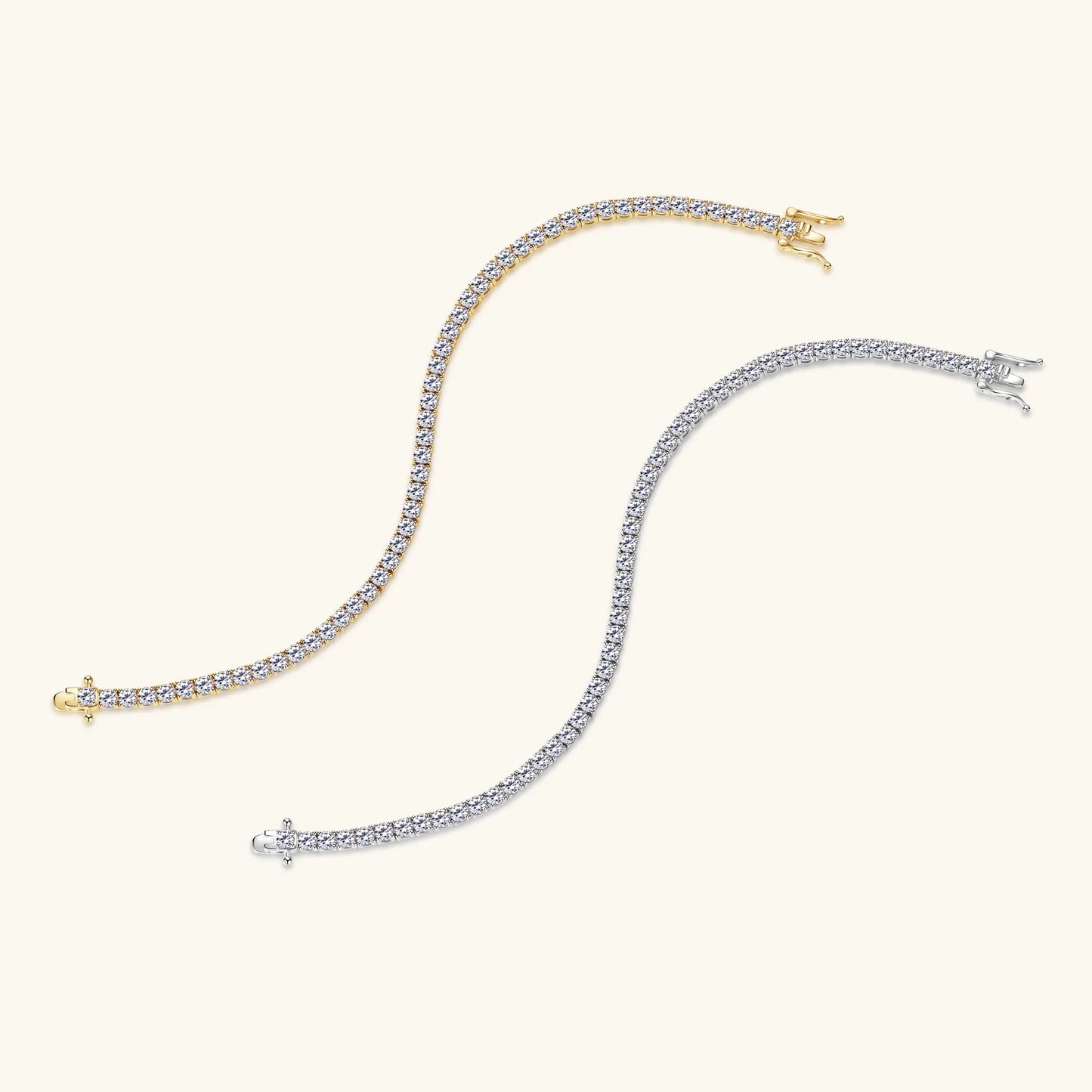 3mm D VVS1 Moissanite Tennis Bracelet S925 Sterling Silver Plated 18k White Gold Diamond Tennis Bracelets for Women