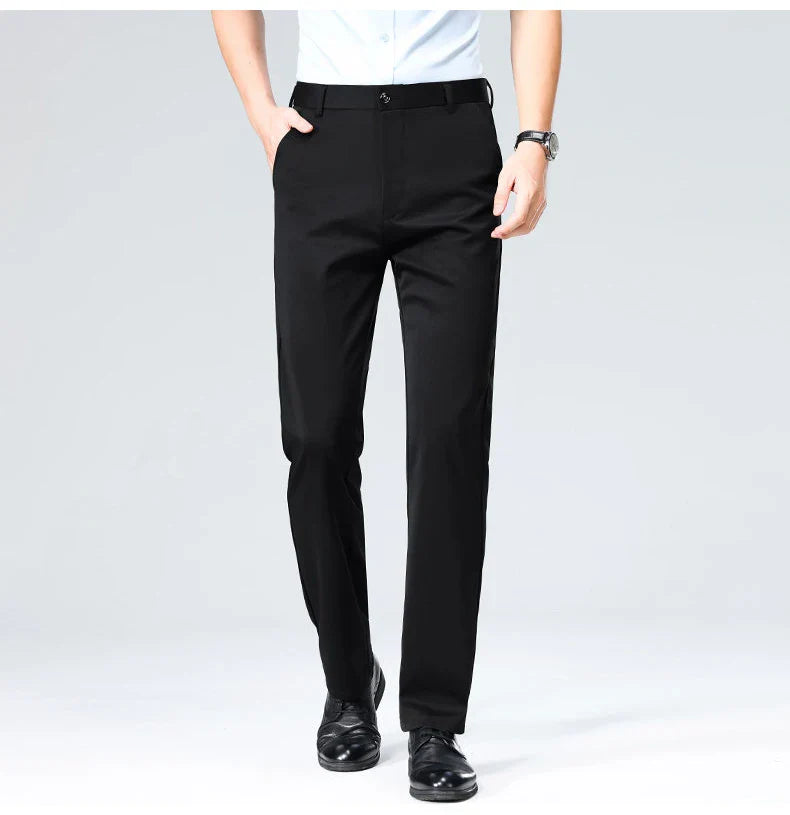 2-Pack Men's Loose-Fit Versatile Casual Dress Pants, Featuring Stylish Embroidery, Suitable for Daily Wear, Office & Outings