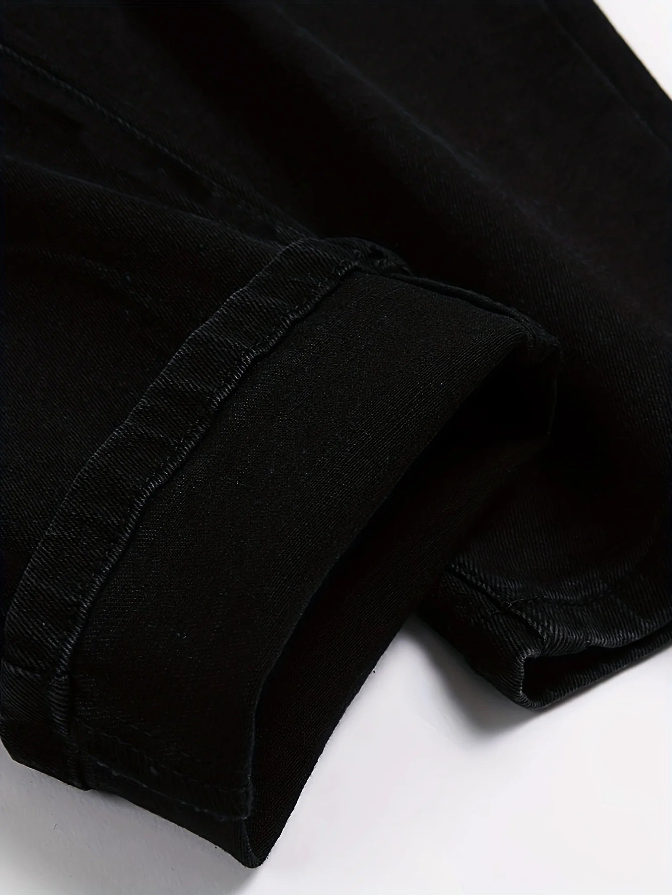 Men's Black Ripped Skinny Jeans - Distressed Hip-Hop Street Style, Lightweight Slim-Fit Denim Pants