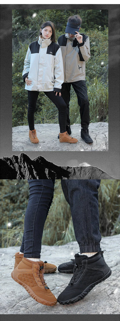 Botas de Caminhada de Inverno Barefoot Masculinas Femininas, Botas de Neve Quentes Sem Salto, Botas de Tornozelo com Biqueira Larga, Impermeáveis Minimalistas
