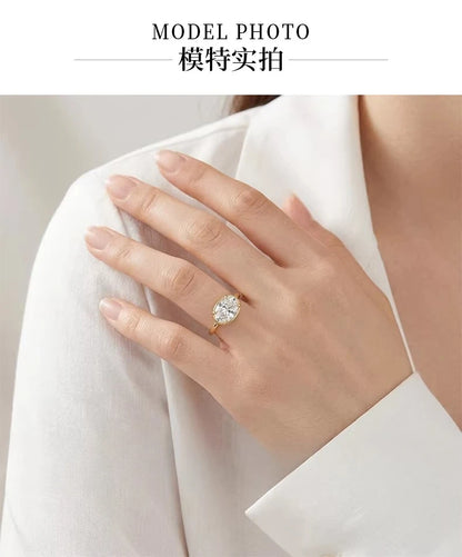 S925 Silver 7 * 11mm Elliptical White Zircon Ring Set with Classic Fashion Women's Jewelry