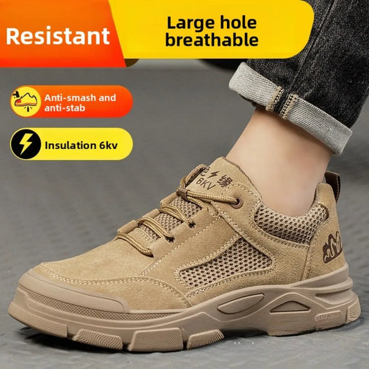 Labor Protection Shoes Men's Anti Smashing AntiPiercing Insulation Work Shoes Cowhide Solid Bottom Construction Site SafetyShoes