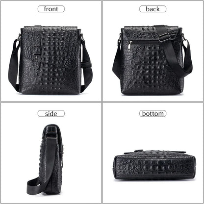 Genuine Leather Men's Crocodile Pattern Shoulder Bag Fashion Men Messenger Chest Bag Vintage Crossbody Travel Bag