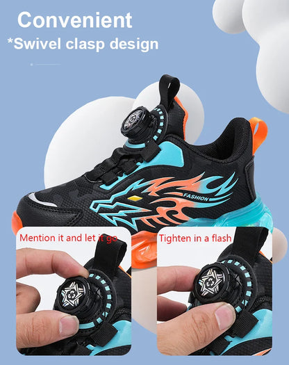 New Boys Sport Shoes Kids Anti-Skid Basketball Sneakers Lightweight Outdoor Running Shoes Children Training Swivel Buckle Design