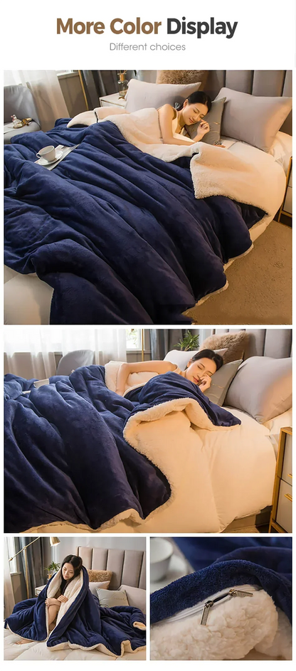 Wool Throw Blanket Keep Warm Winter Bed Blankets Double Sided Queen Duvet Cover Camping Double Bed Cover Bedspread On The Bed