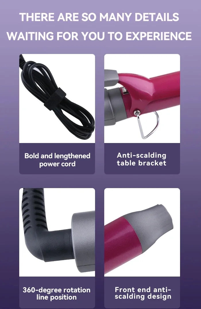 Ceramic Curling Iron 1 Barrel Hair Curler for Hair Rotating Produces Classic Curls for Use on Short Medium and Long Hair