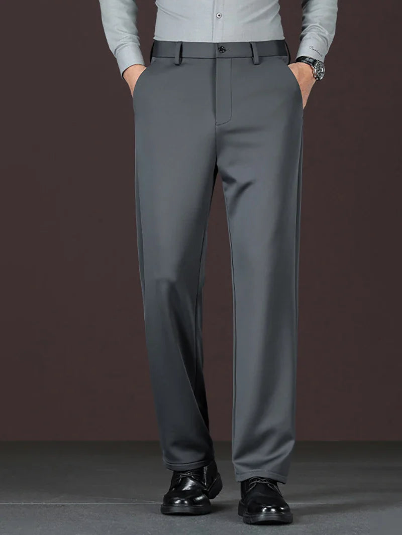 Men's New Loose Straight Leg Elastic Formal Pants, Business Tiger Head Western Style, All Seasons, Casual & Formal Wear