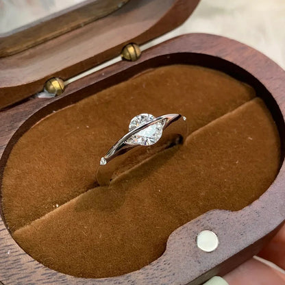 Anel de Casamento em Moissanite de 1 Quilate para Mulheres, Anéis de Noivado Solitário de Diamante Brilhante em Prata Esterlina 925 com Certificado