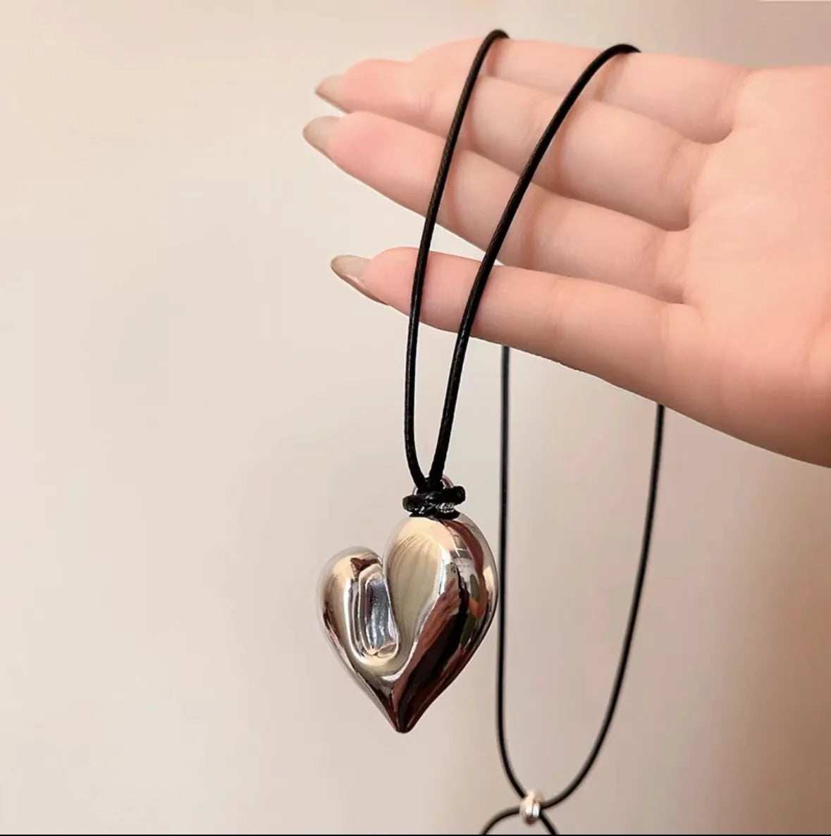 Heart Pendant Necklace for Women Men 85CM Adjustable Pull-out Sweater Chain Fashion Jewelry Accessory Gift