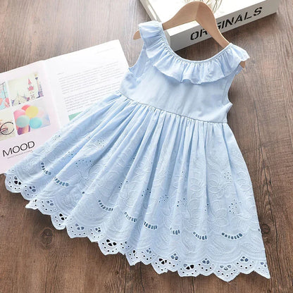 Girls Elegant Dresses 2024 New Summer Kids Party Costumes Girl Floral Princess Outfits Children Vestidos Clothing