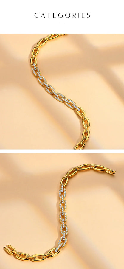 Luxurly Moissanite Diamond Bracelet for Women s925 Sterling Silver Yellow Gold Color Birthday Jewelry Gift Fine Jewelry